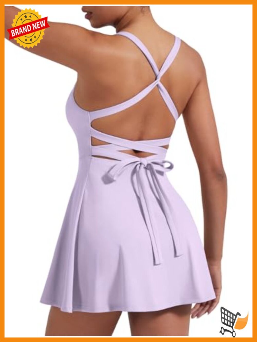 Tennis Dress with Built-in Bra, Shorts, and Pockets, Backless Tie Back,